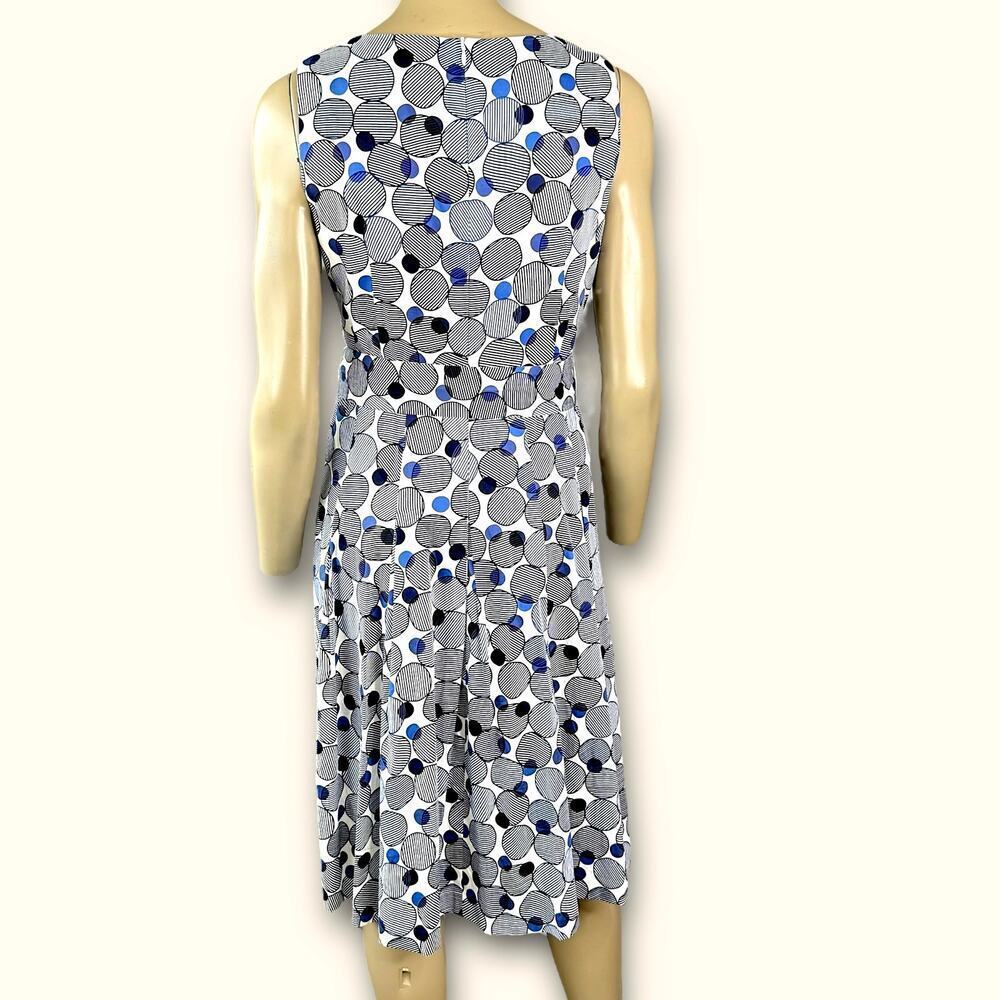 Anne Klein Sleeveless Polka Dot Pleated Fit Flare Tie Belt Sheath Dress Size 6 - Picture 3 of 16
